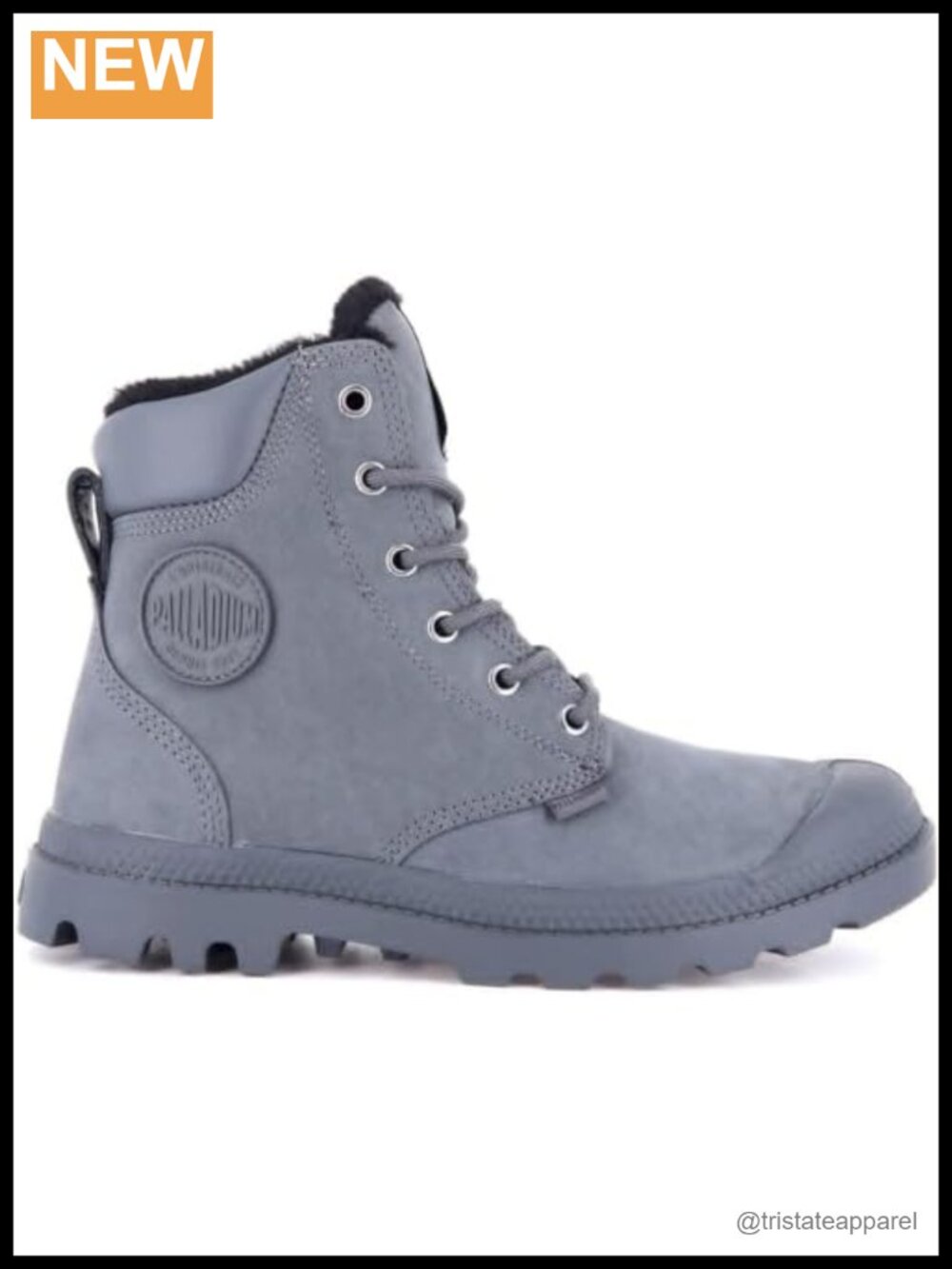 Waterproof Nubuck Leather Ankle Boots Shearling Lined Lug Sole Lace Up